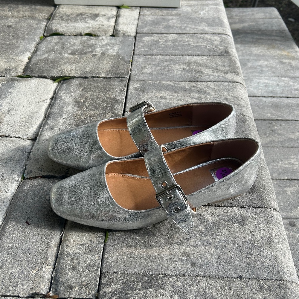 Dolce Vita- Silver Mary Jane Flats Stickers included. Willing to negotiate.